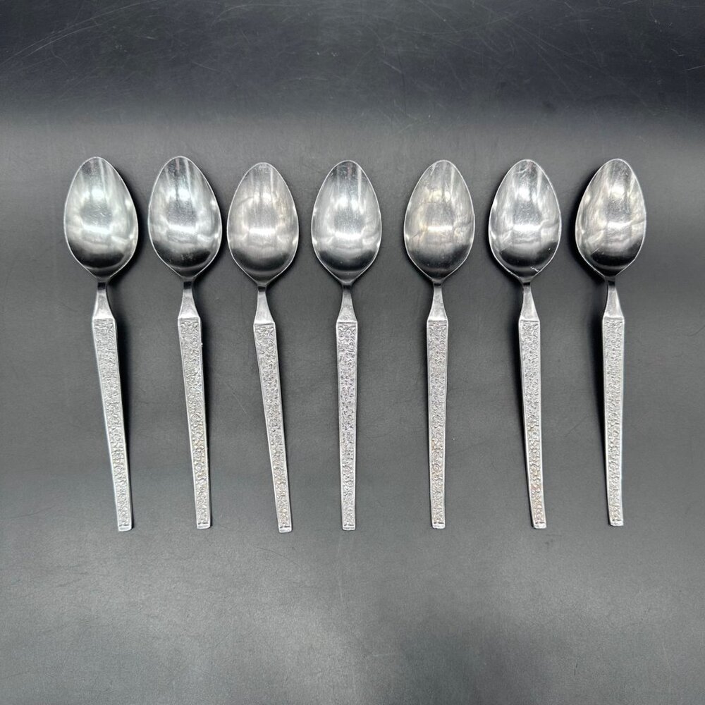 Vtg Tablespoons National Stainless Parma Japan Floral Mid Century Rose Floral - Picture 2 of 10